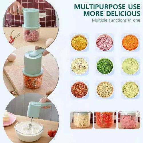 NTEXCA 2 in 1 Electric Wireless Food Processor Mixer, Garlic Chopper Masher Egg Whisk Beater (White) - Toytexx NTEXCA 2 in 1 Electric Wireless Food Processor Mixer, Garlic Chopper Masher Egg Whisk Beater (White) - Toytexx